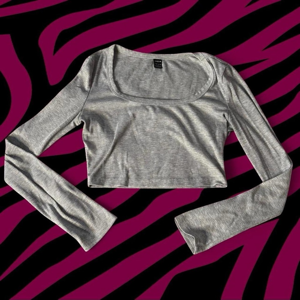 SHEIN Grey Long Sleeve Crop Top